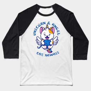 Unicorn and Angel Cat kawaii Baseball T-Shirt